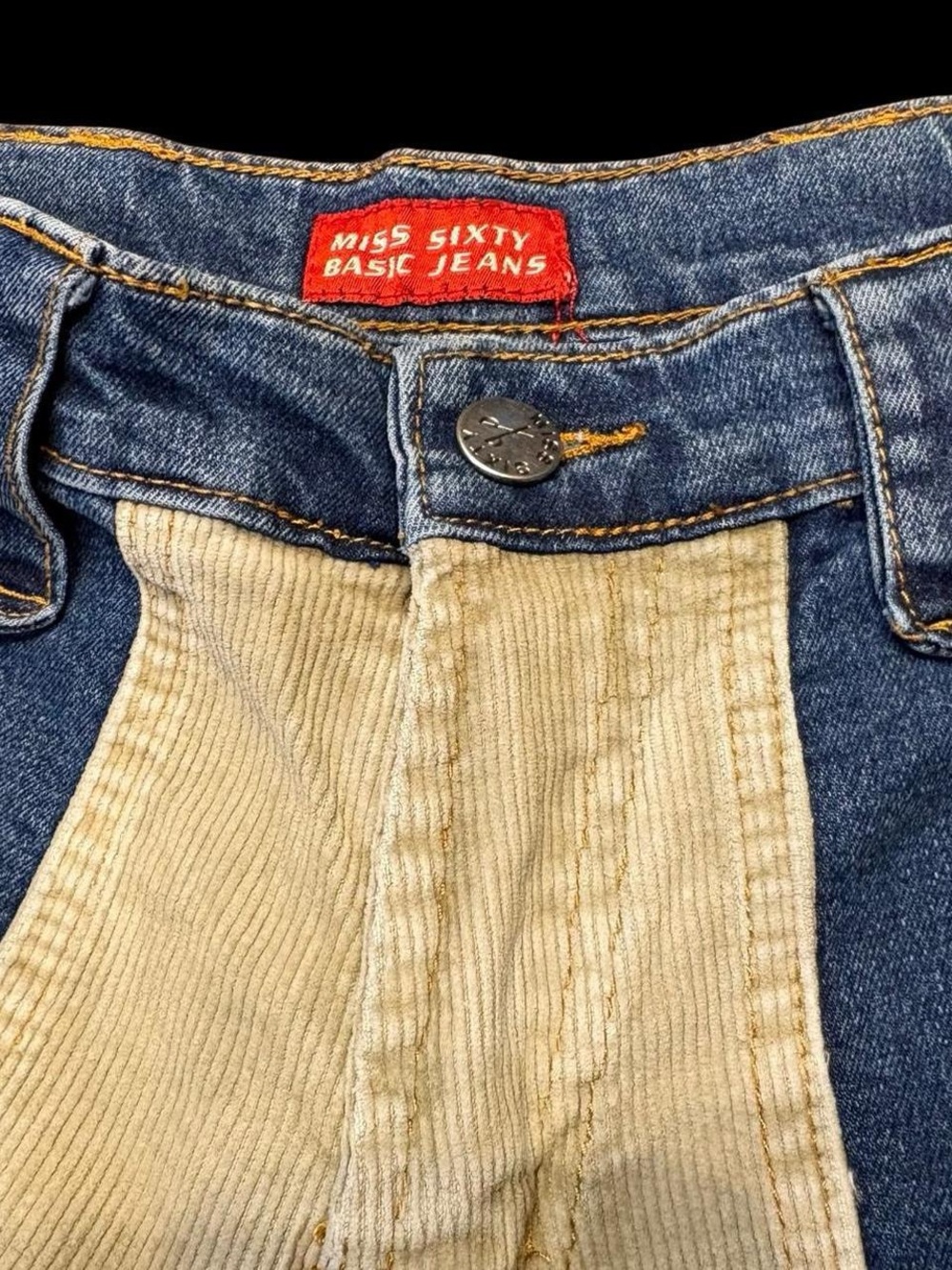 Miss Sixty Two-Tone Blue and Cream Flare Jeans - Picture 3 of 4
